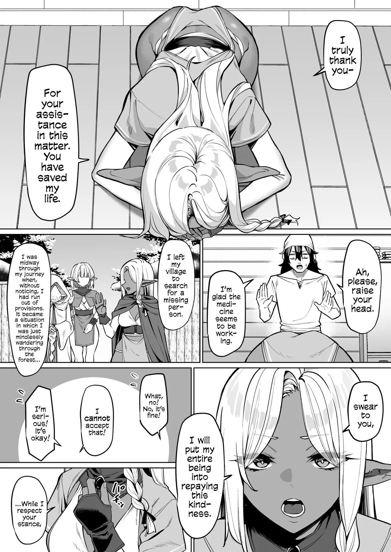 A Dark Elf Returned The Favour After I Saved Her | Kasshoku Elf o Tasuketara Ongaeshi Sareta Hanashi - Page 3