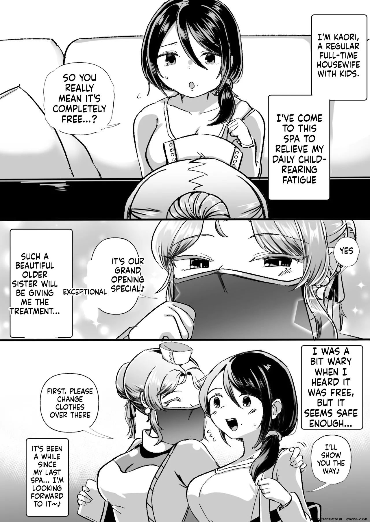 Les Shokushu Onee-san ni Yoru Kyousei Ikinuki Les Esthe ~Muchimuchi Kosodate Mama Kaori Hen~ - Page 3