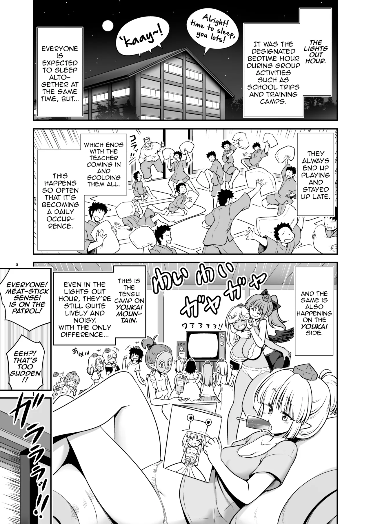 Tengu Gasshuku no Shoutou Jikan-go no Rule! Ihansha wa Dare darou to Ecchi Oshioki! | The Strict Rule of The Tengu Training-Camp: Everyone Who Violated the Lights-Out Hour Will be Punished With Bareback Sex! - Strona 3
