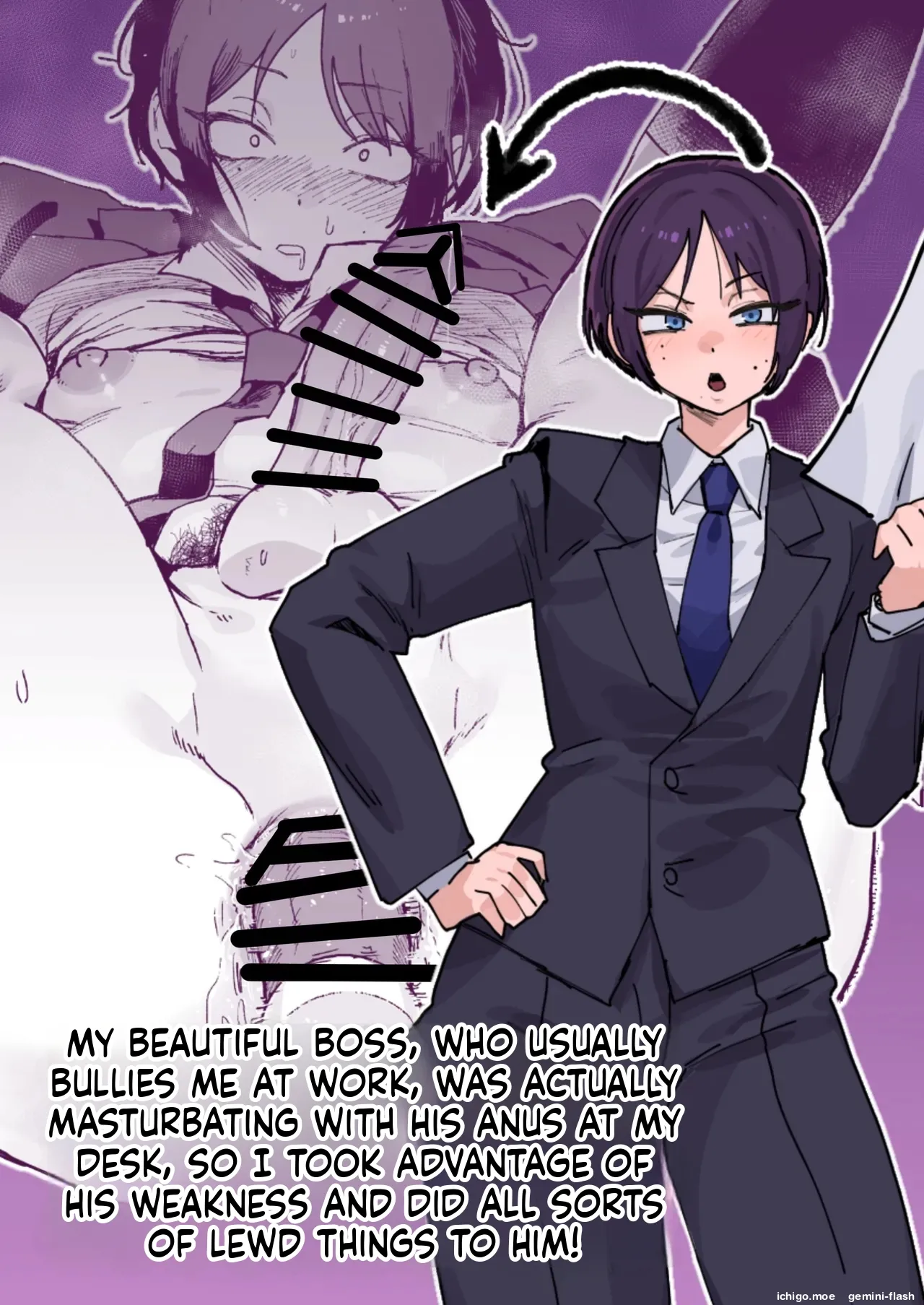 My beautiful boss (who’s a power-harassing sadist) was masturbating anally at my desk, so I took advantage of his weakness to do all sorts of lewd things to him! - Сторінка 1