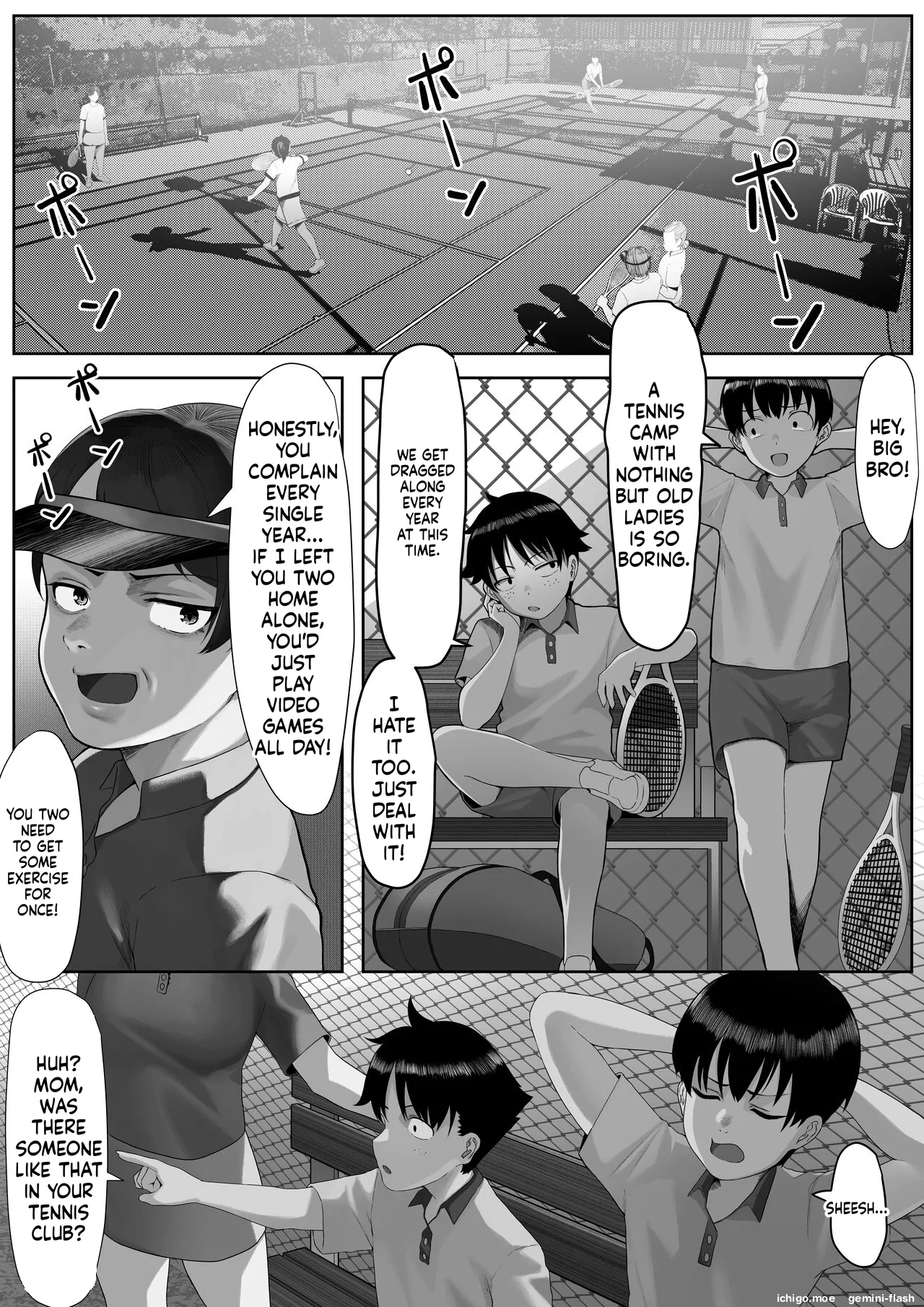 Mama-san Tennis Gasshuku ni Tsuiteitta Ero Kyoudai | Horny Brothers Tag Along on a Moms' Tennis Camp - পৃষ্ঠা 3