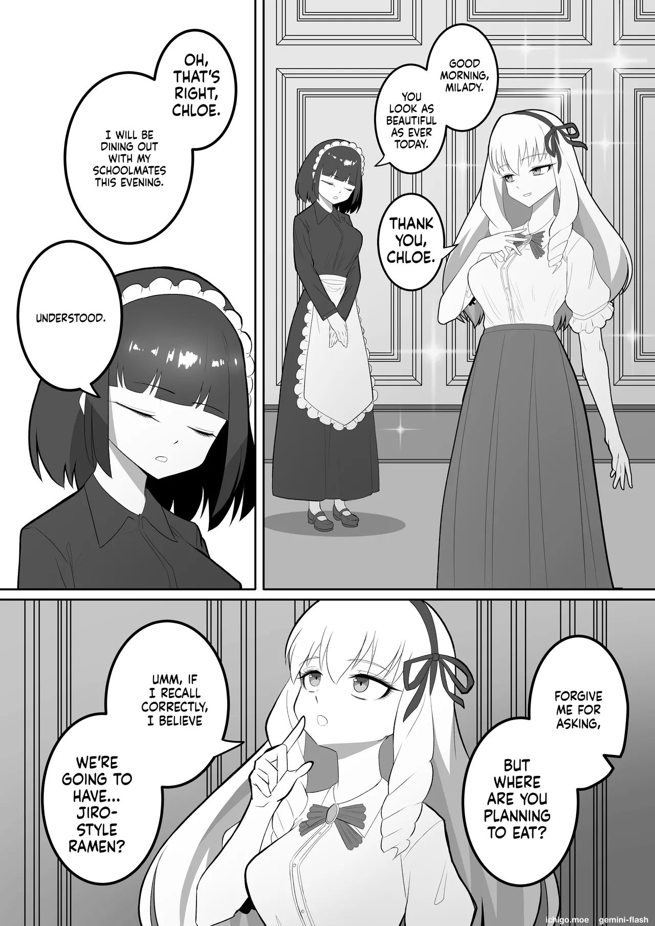 A young lady who gets really fat and her maid who goes crazy - Page 1