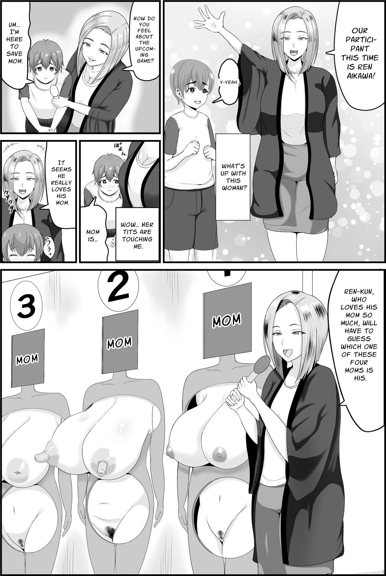 Kyonyuu Kyojiri Mama o Tasuketa Kereba Mama no Hadaka Atete Mite | If You Want to Save your Busty Big Ass Mom, Try Guessing her Naked - Page 7
