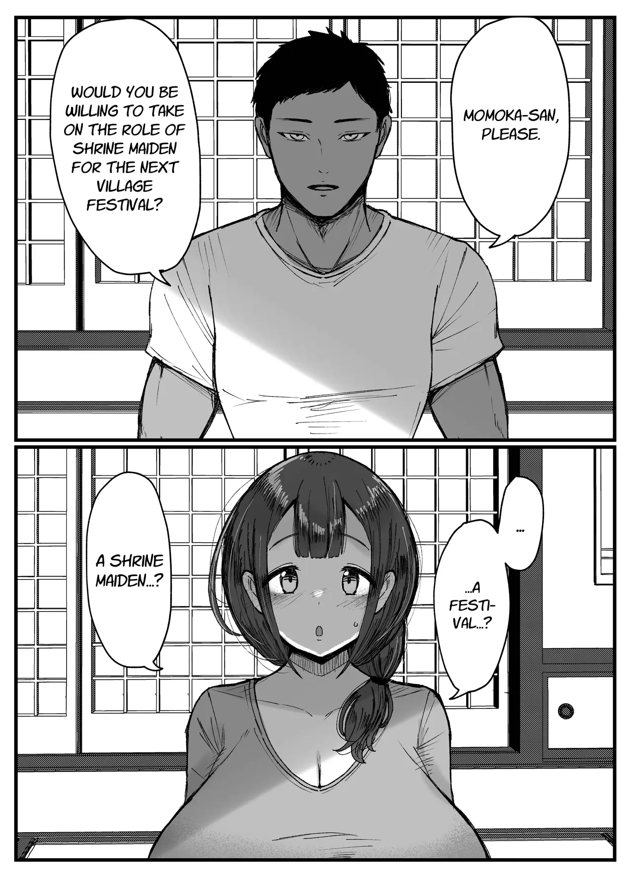 Nagasareyasui Hitozuma (32) ga Inshuu Mura de Miko ni Matsuriagerare Chinpo Ochi Suru Hanashi 1 | A Married Woman (32) Is Chosen as a Sacred Maiden in a Remote Village Part 1 - Страница 2