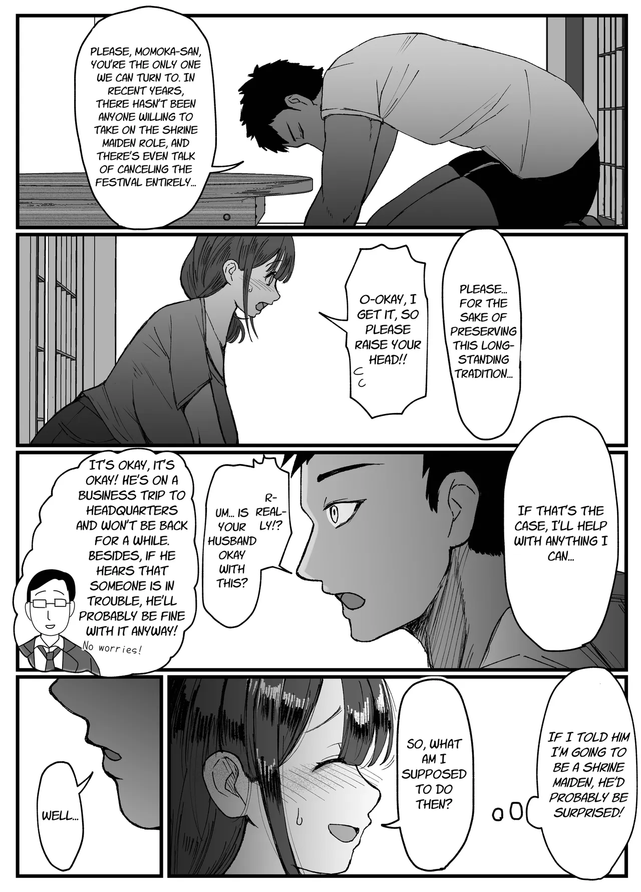 Nagasareyasui Hitozuma (32) ga Inshuu Mura de Miko ni Matsuriagerare Chinpo Ochi Suru Hanashi 1 | A Married Woman (32) Is Chosen as a Sacred Maiden in a Remote Village Part 1 - Страница 4