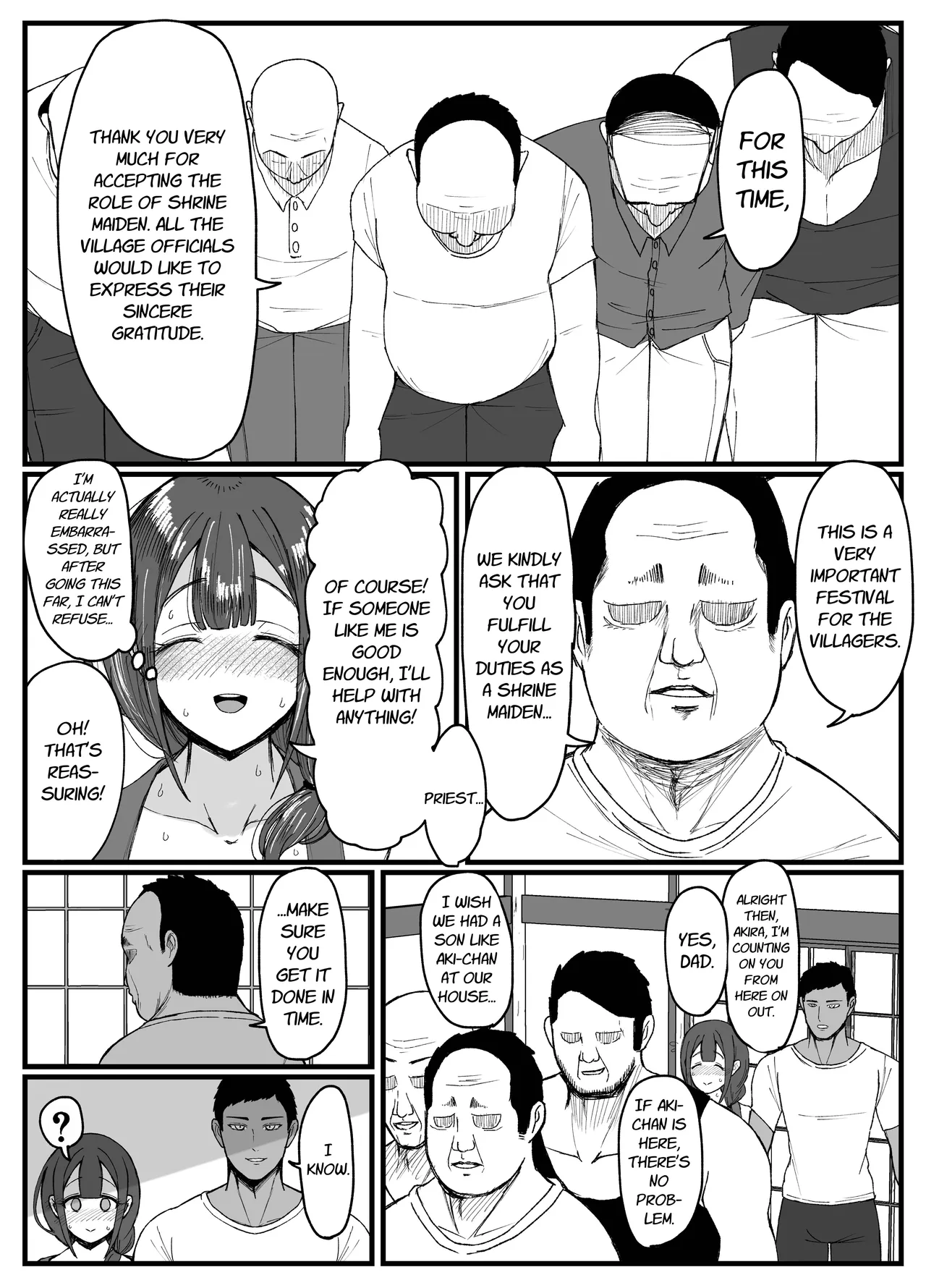 Nagasareyasui Hitozuma (32) ga Inshuu Mura de Miko ni Matsuriagerare Chinpo Ochi Suru Hanashi 1 | A Married Woman (32) Is Chosen as a Sacred Maiden in a Remote Village Part 1 - Страница 7